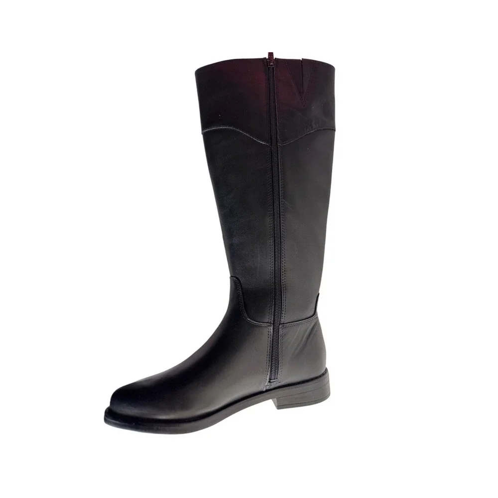 Gianni Bernini Tall Boot Black Leather Women's Size‎ 5M Riding Style